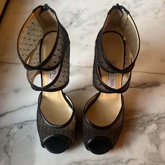 Jimmy Choo black lace booties / heels - Picture 3 of 7